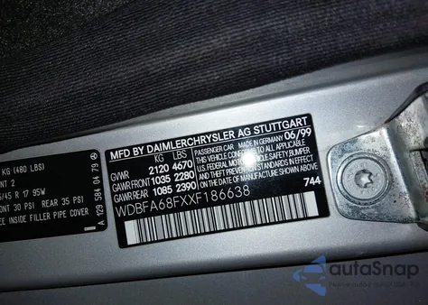 1999 Mercedes-Benz Sl 500 z USA, uszkodzony, nr VIN WDBFA68FXXF186638